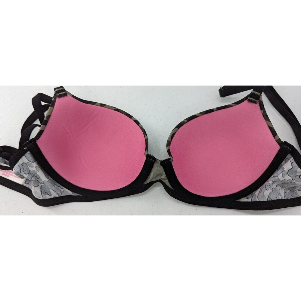 Victoria's Secret PINK Bra Women's 32A Green Black Camouflage Lightly Lined - Picture 5 of 7